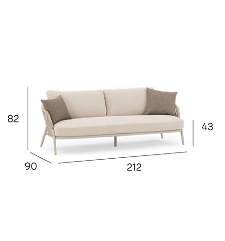 NOON 3-Seater Outdoor Sofa - Mocha dimensions