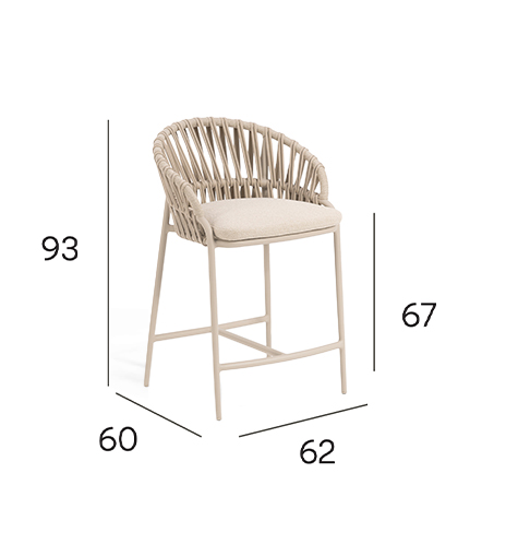 NOON Low Outdoor Bar Stool - Mocha dimensions
