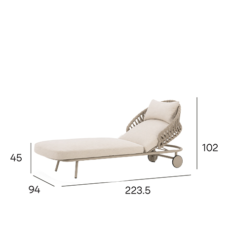 NOON Outdoor Sunlounger - Mocha dimensions