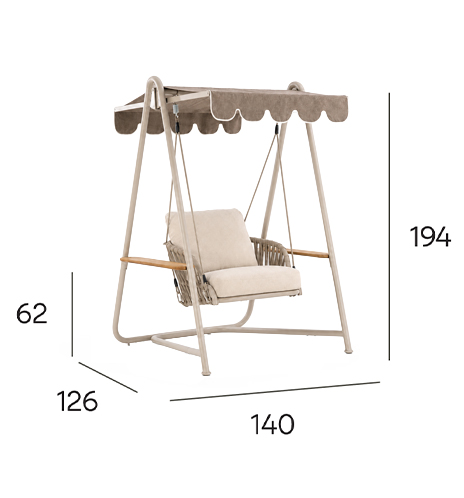NOON Single Outdoor Swing - Mocha dimensions
