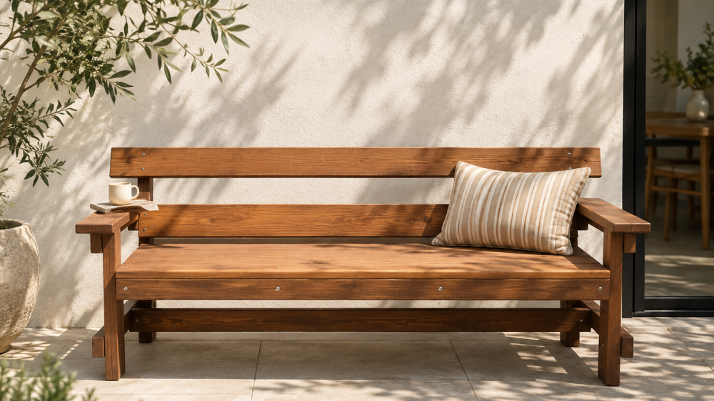 Australian made hardwood timber bench seat grain detail
