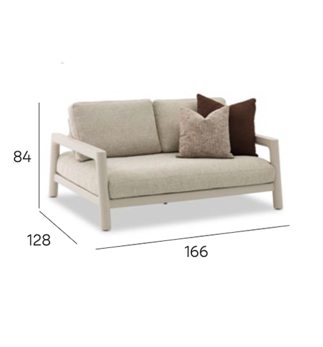 Pebl Tolo 2-Seater Aluminium Outdoor Sofa - Mocha dimensions