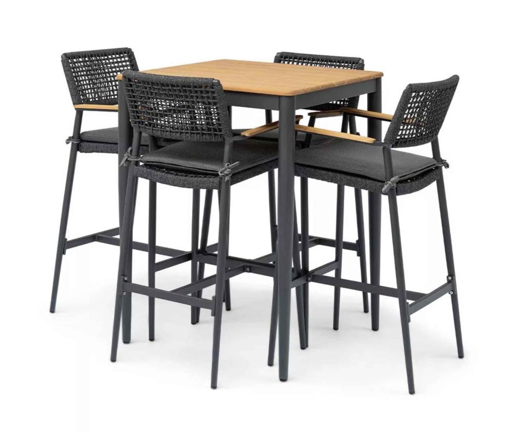 teak and rope outdoor 5 piece bar furniture set in Perth