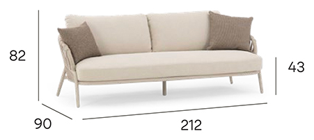 NOON 3-Seater Outdoor Sofa - Mocha dimensions