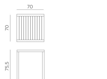 Nardi Cube 70 Square Table dimensions