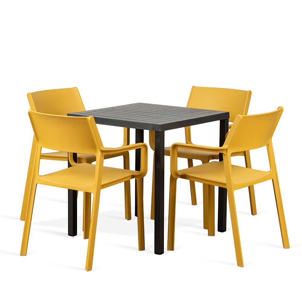 Nardi Cube Table with Trill Arm Chair 5 piece set Outdoor Furniture Ideas