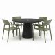 Bahza Ceramic 120cm Round Table with Nardi Trill Arm Chairs - 5 Piece Outdoor Dining Set