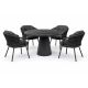 Bahza Ceramic 120cm Round Table with Roma Rope Chairs - 5 Piece Outdoor Dining Set