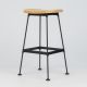 Outdoor Steel Backless Bar Stool With Ashwood Seat