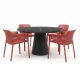 Bahza Ceramic 120cm Round Table with Nardi Net Chairs - 5 Piece Outdoor Dining Set