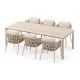 NOON 7-Piece Outdoor Dining Setting with Tolo 240cm Table, Mocha table and Mocha armchairs