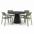 Bahza Ceramic 120cm Round Table with Nardi Trill Arm Chairs - 5 Piece Outdoor Dining Set