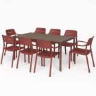 Nardi Piave Table with Cassia Arm Chair - 9 Piece Outdoor Dining Setting