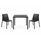Nardi Cube 70 Table with Tiberina Bistrot Chair - 3 Piece Outdoor Dining Set