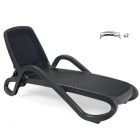 Nardi Alfa Outdoor Resin Sun Loungers in Anthracite Trama (set of 2)