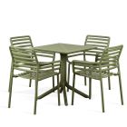 Nardi Clip Table with Doga Armchair - 5 Piece Outdoor Dining Setting