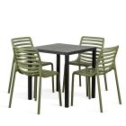 Nardi Cube Table with Doga Bistrot Chairs - 5 Piece Outdoor Dining Set