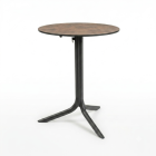 Nardi Flute Folding Table Base with Corten HPL Top - Complete Outdoor Table
