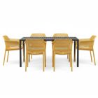 Nardi Cube Rectangular Table with Net Armchairs - 7 Piece Outdoor Dining Set