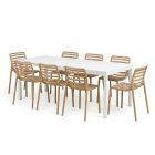 Nardi Doga Bistrot 9 Piece Outdoor Dining Setting with Rio 210cm Aluminium Extendable Dining Table