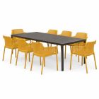 Nardi Tevere 147 Extendable Table with Net Chair - 9 Piece Resin Outdoor Dining Setting