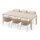 NOON 7-Piece Outdoor Dining Setting with Tolo 240cm Table, Mocha table and Mocha armchairs