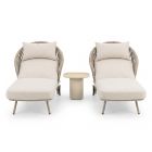 NOON 3-Piece Outdoor Sunlounger Set with Wave Table - Mocha