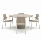 Bahza Ceramic 120cm Round Table with Pebl Tolo Rope Chairs - 5 Piece Outdoor Dining Set