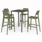 Nardi Piave 70 Bar Table with Cassia Bar Stool - 5 Piece Outdoor Dining Setting