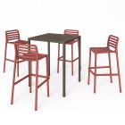 Nardi Piave 70 Bar Table with Doga Bar Stool - 5 Piece Outdoor Dining Setting
