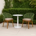Herringbone Calcatta HPL Compact Laminate Table With Raya Rope Chair - 3 Piece Outdoor Dining Setting