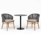 HPL Compact Laminate Table With Raya Rope Chair - 3 Piece Outdoor Dining Setting