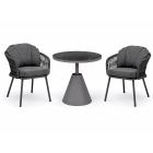 Bahza Ceramic Round Table with Roma Rope Chairs - 3 Piece Outdoor Dining Set
