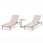 Pebl Tolo 3-Piece Sunlounger Set with Butler Table - Mocha