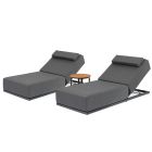 Tropea Single Outdoor Aluminium Upholstered Sun Lounger 3pc Lounge Setting