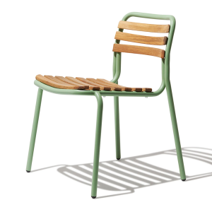 Adela Outdoor Aluminium Side Chair With Timber Slatted Seat