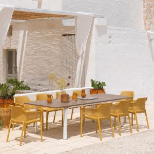 Nardi Net 9 Piece Outdoor Dining Setting with Alloro Extendable Dining Table