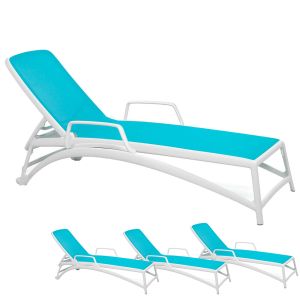 Nardi Atlantico Outdoor Resin Sun Loungers with Arm Rests (set of 4)