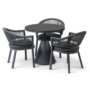 Bahza Round Table with Sofia Rope Dining Chair - 4 Piece Set