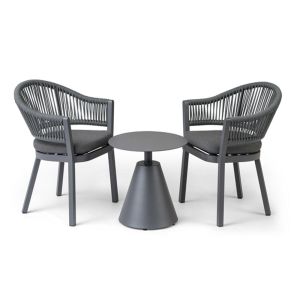 Bahza Round Table with Sofia Rope Dining Chair - 3 Piece Set