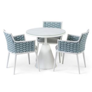 Bahza Round Table with Leon Rope Dining Chair - 4 Piece Set