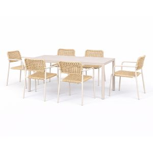Nardi Piave Compact Laminate Table with Aero Arm Chairs - 7 Piece Outdoor Dining Setting
