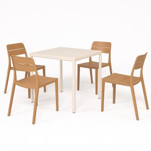 Nardi Piave Table with Cassia Bistrot Chair - 5 Piece Outdoor Dining Setting