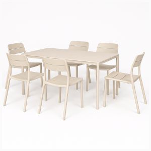 Nardi Piave Table with Cassia Bistro Chair - 7 Piece Outdoor Dining Setting