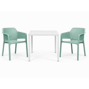 Nardi Cube 70 Table with Net Armchair - 3 Piece Outdoor Dining Set