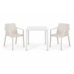 Nardi Cube 70 Table with Tiberina Armchair - 3 Piece Outdoor Dining Set