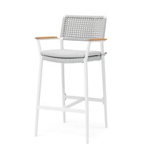 Halston Rope-Teak Outdoor Bar Stool