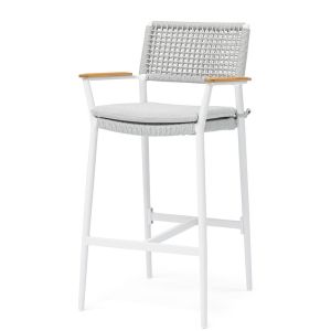 Halston Rope-Teak Outdoor Bar Stool