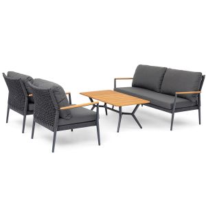 Halston 4 Piece Rope Teak Outdoor Lounge Setting
