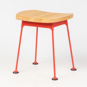 Outdoor Steel Stool With Ashwood Seat